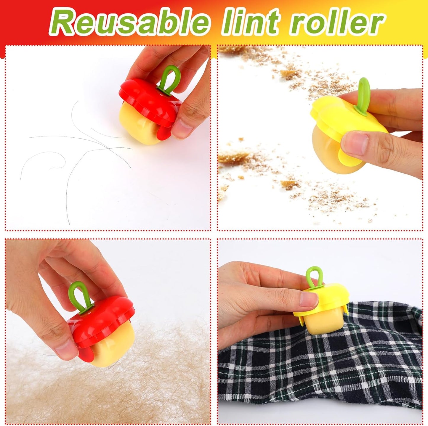2Pcs Mini Portable Lint Rollers, Portable Travel Size Lint Roller Reusable Small Pet Hair Removal Tool for Cleaning Clothes Dust Debris Washable Sticky Remover Roller for Travel Household