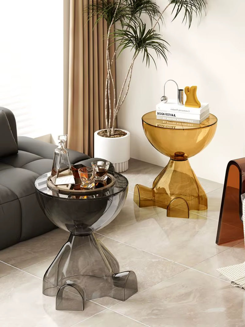 Transparent Ornaments Bear Coffee Table Sofa Living Room Bedside Table Storage Rack Bedside Small Net Red Coffee Table