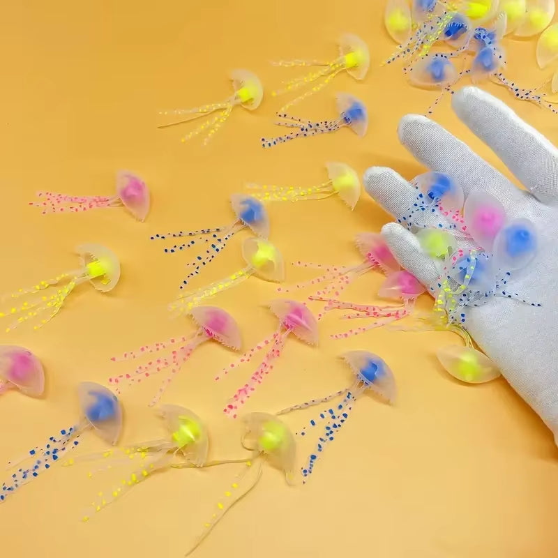 3Pcs/6Pcs Fish Tank Landscape Simulation Jellyfish Decoration Silicone